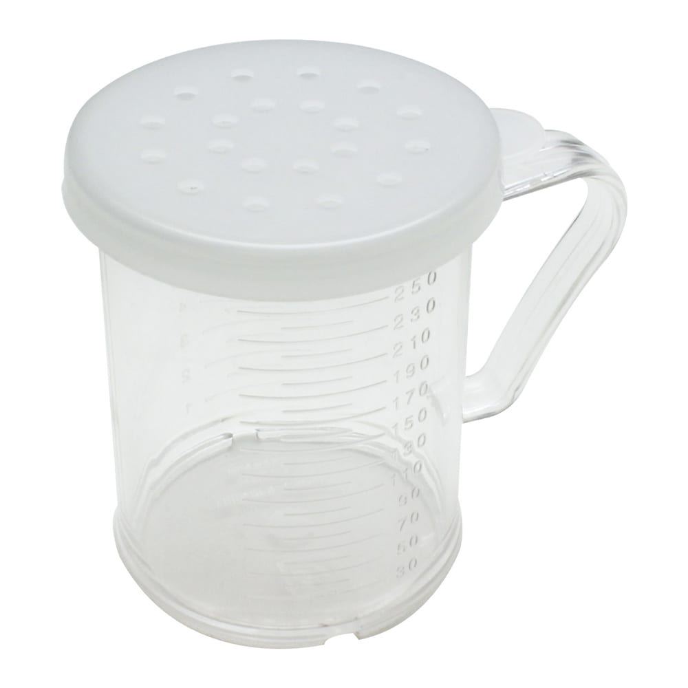 Thunder Group PLRDH003 10 oz Dredge w/ Handle & (3) Assorted Size Lids, Polycarbonate