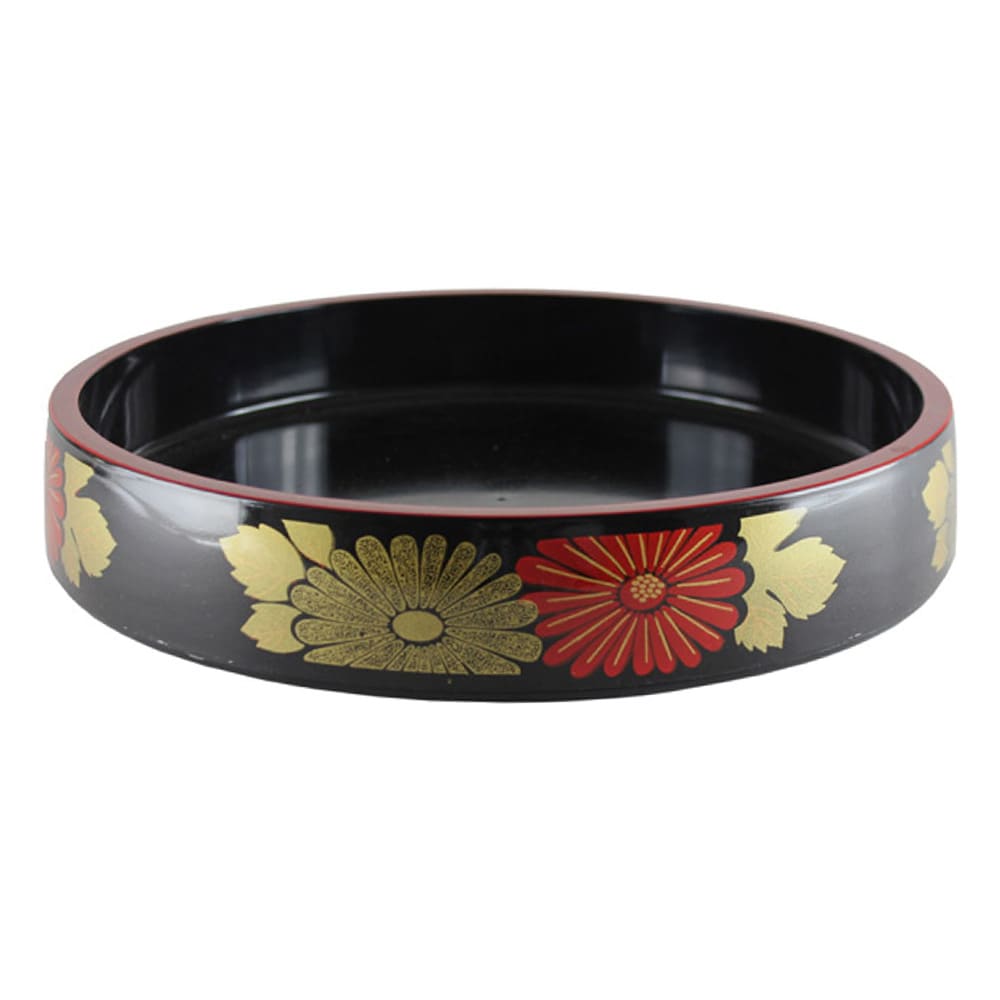 Thunder Group PLSPT1102 11 3/4" Round Sushi Party Tray - Plastic, Black