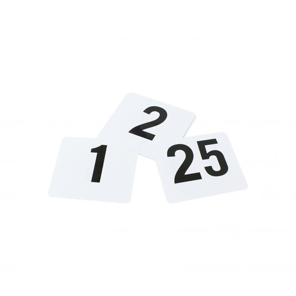 Thunder Group PLTN4025 Tabletop Number Cards - #1 - 25, 4" x 4", White/Black