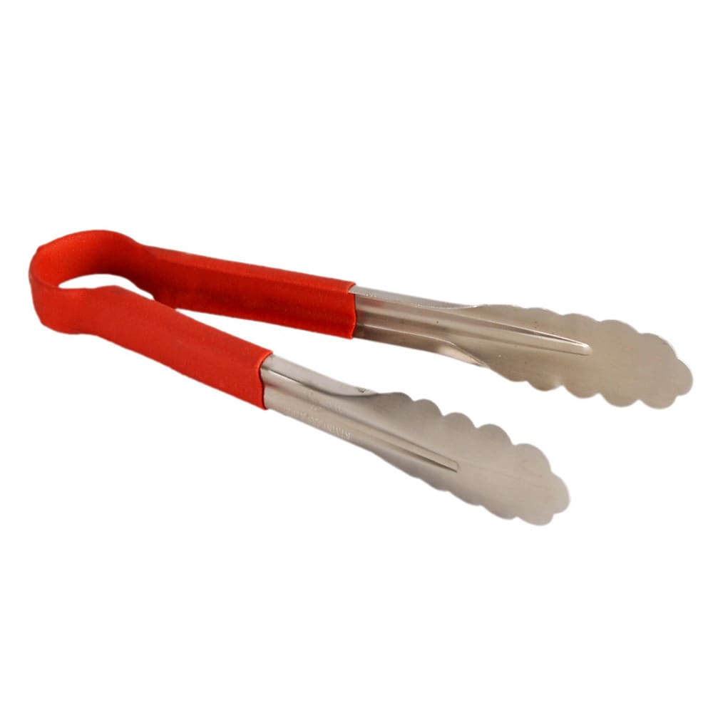 Thunder Group SLTG810R 10"L Stainless Utility Tongs, Red