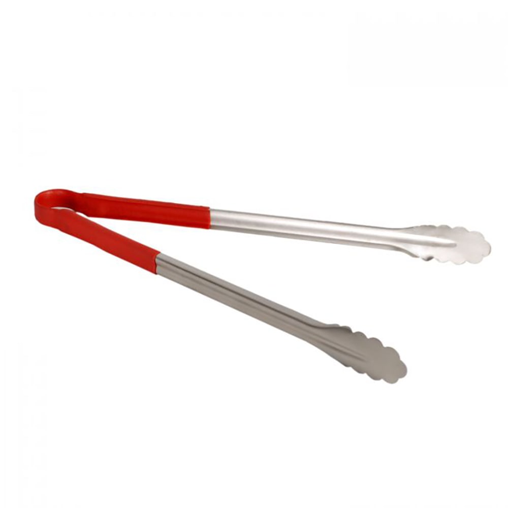 Thunder Group SLTG816R 16"L Stainless Utility Tongs, Red