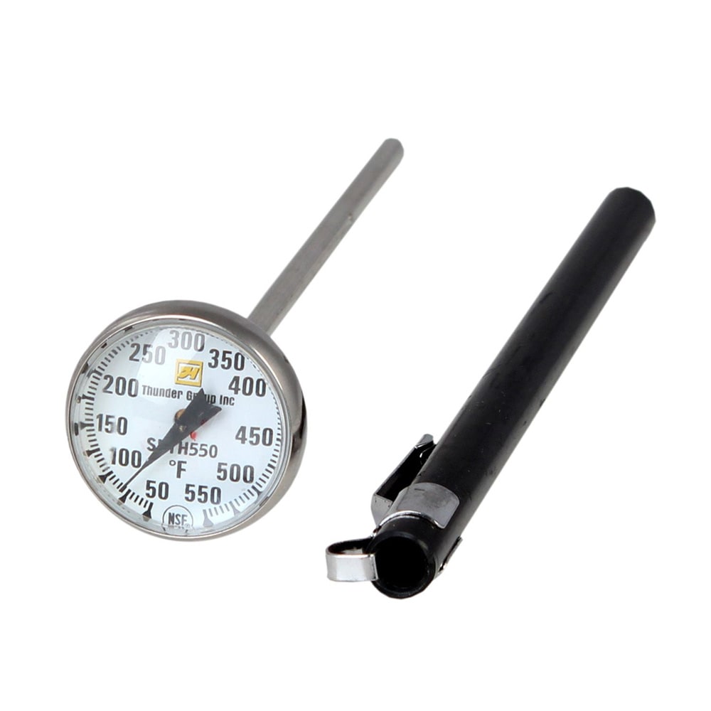 Thunder Group SLTH550 1 1/8" Dial Type Pocket Thermometer w/ 5" Stem, 50° to 550°F