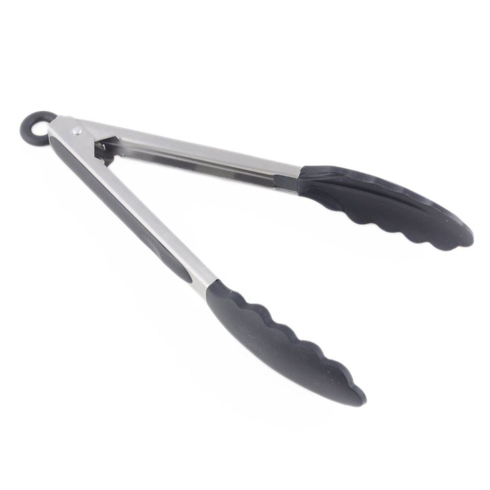 Thunder Group SLTHUT610 9"L Stainless Utility Tongs, Black