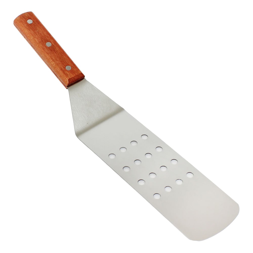 Thunder Group SLTWBT110 14 1/2" Perforated Turner w/ Wood Handle, Stainless Steel