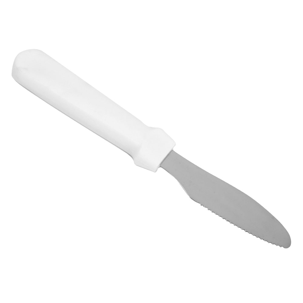 Thunder Group SLWS004P 9 1/2" Serrated Sandwich Spreader w/ White Plastic Handle, Stainless