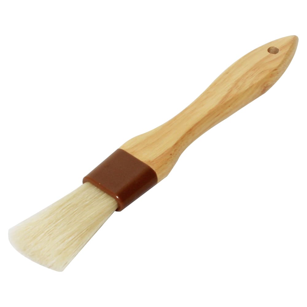 Thunder Group WDPB001 1" Flat Pastry Brush - Boar Bristles, Brown Plastic Ferrule, Wood Handle