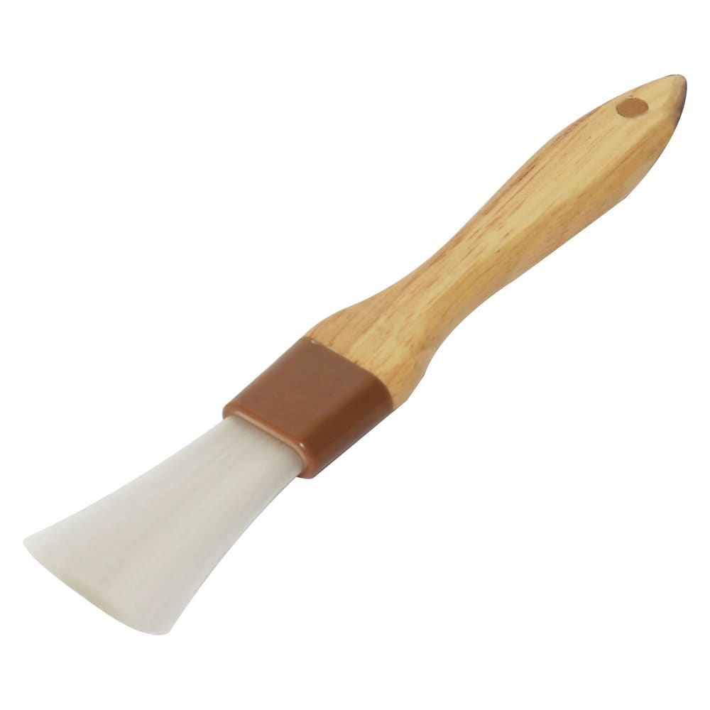 Thunder Group WDPB001N 1" Flat Pastry Brush - Nylon Bristles, Brown Plastic Ferrule, Wood Handle