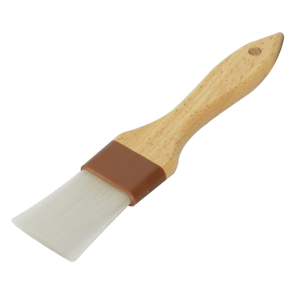 Thunder Group WDPB002N 1 1/2" Flat Pastry Brush - Nylon Bristles, Brown Plastic Ferrule, Wood Handle