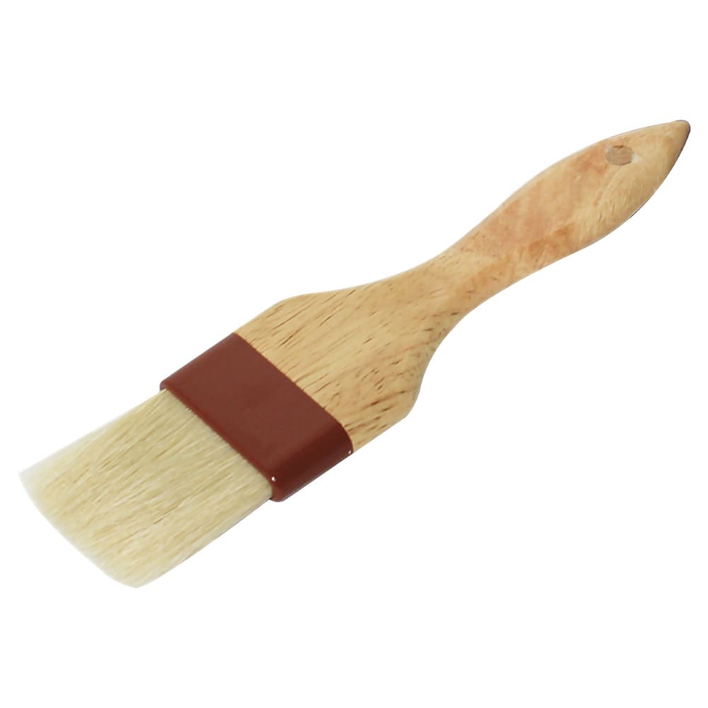 Thunder Group WDPB003 2" Flat Pastry Brush - Boar Bristles, Brown Plastic Ferrule, Wood Handle