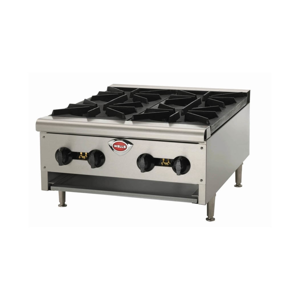 Wells HDHP-2430G 23 3/8" Gas Hotplate w/ (4) Burners & Manual Controls, Convertible