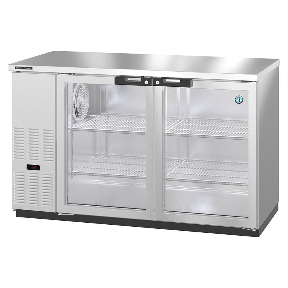 Hoshizaki BB59-G-S 59 1/2" Bar Refrigerator - 2 Swinging Glass Doors, Stainless, 115v