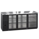 Hoshizaki BB80-G 80" Bar Refrigerator - 3 Swinging Glass Doors, Black, 115v thumbnail 3