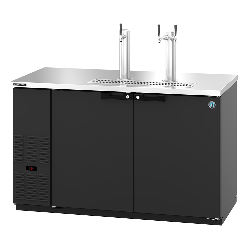 Hoshizaki DD59 59 1/2" Kegerator Beer Dispenser w/ (2) Keg Capacity - (2) Columns, Black, 115v