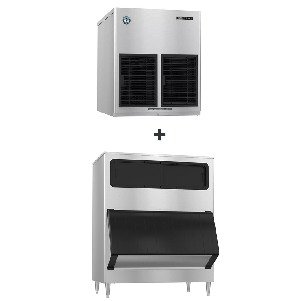 Hoshizaki F-1002MWJ/B-1300SS 955 lb F Series Flake Ice Machine w/ Bin - 1304 lb Storage, Water Cooled, 115v