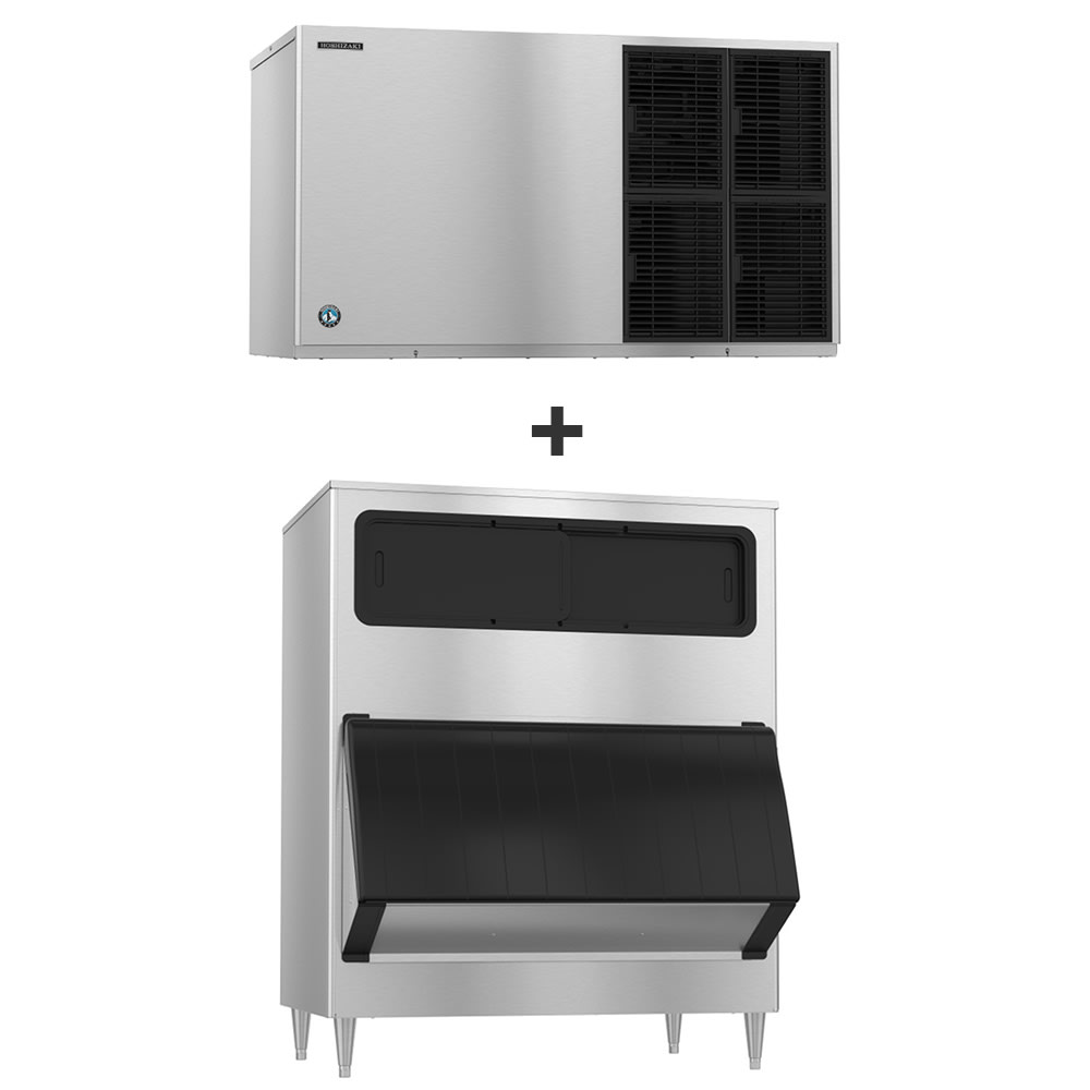 Hoshizaki KM-1301SAJ/B-1300SS 1365 lb KM Series Crescent Cube Ice Machine w/ Bin - 1304 lb Storage, Air Cooled, 208-230v
