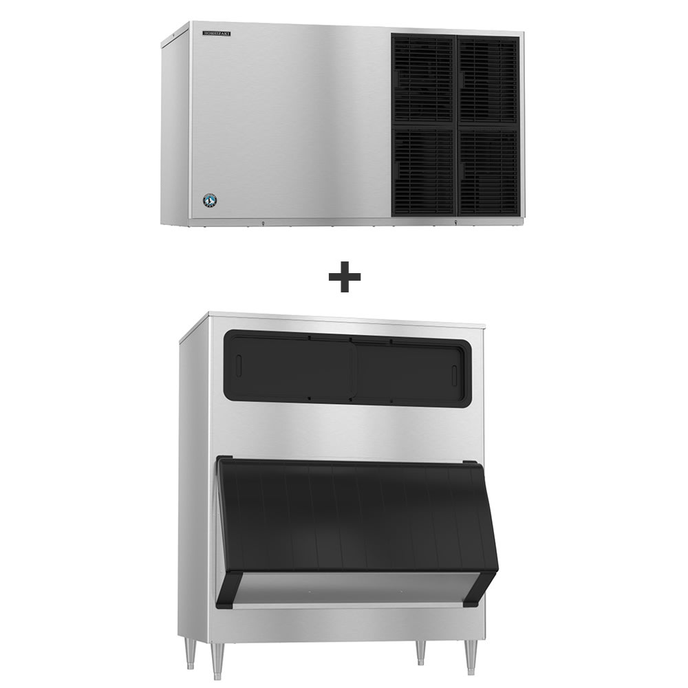 Hoshizaki KM-1601SWJ3/B-1150SS 1671 lb KM Series Crescent Cube Ice Machine w/ Bin - 1148 lb Storage, Water Cooled, 208-230v