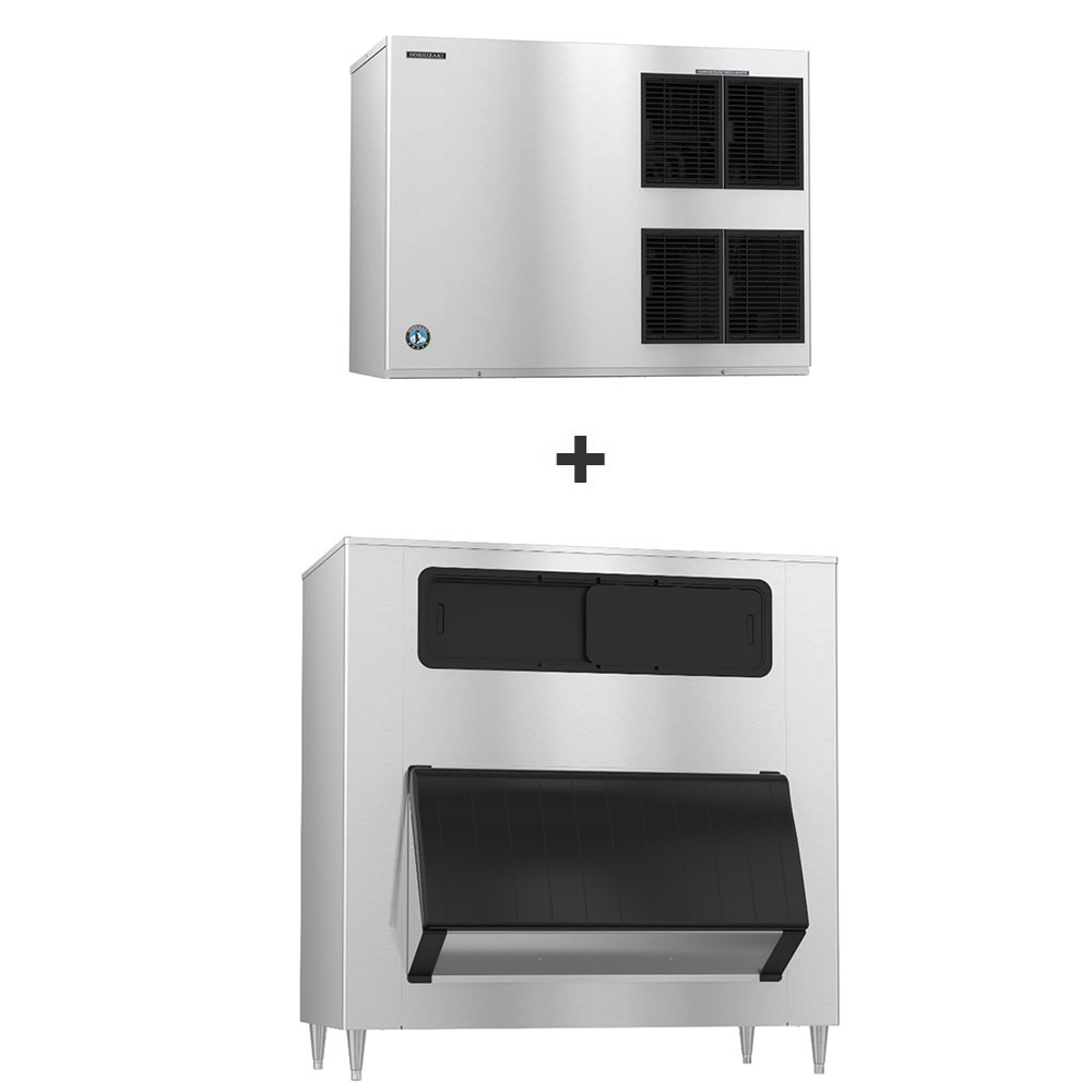 Hoshizaki KM-1900SWJ3/B-1650SS 1880 lb KM Series Crescent Cube Ice Machine w/ Bin - 1605 lb Storage, Water Cooled, 208-230v