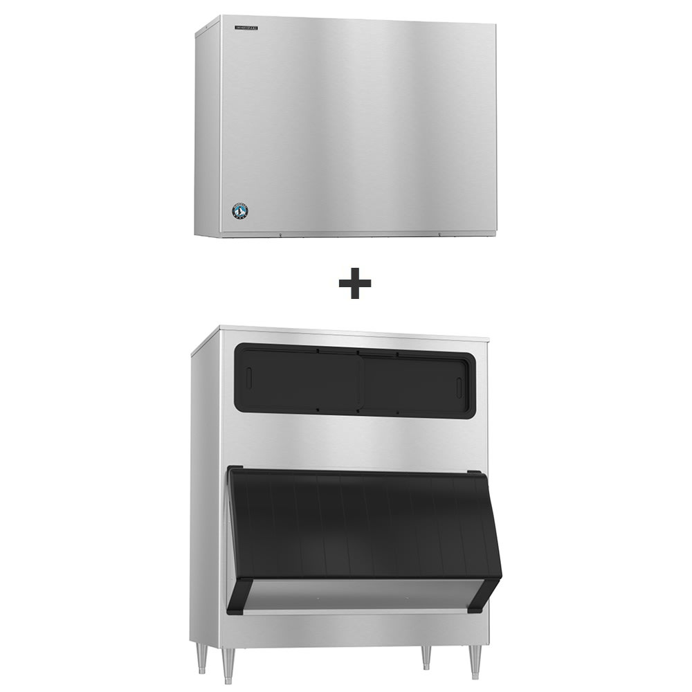 Hoshizaki KM-2200SWJ3/B-1150SS 2221 lb KM Series Crescent Cube Ice Machine w/ Bin - 1148 lb Storage, Water Cooled, 208-230v