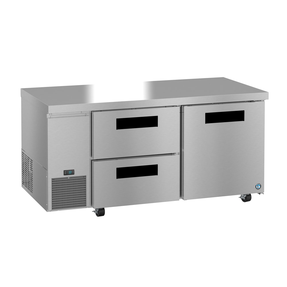 Hoshizaki ULR67B-D2 67" Steelheart Undercounter Refrigerator w/ (2) Sections, (1) Door & (2) Drawers, 115v