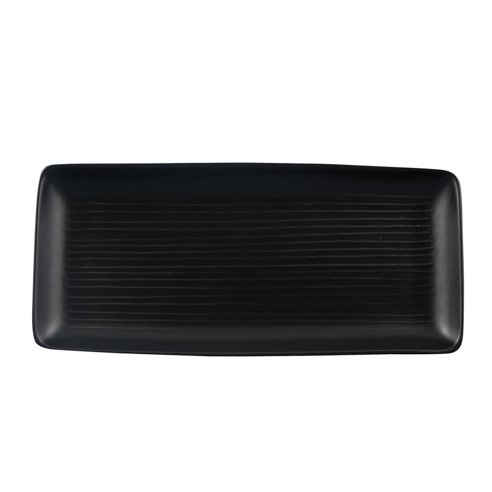 Dudson EJ356 14" x 6 1/2" Rectangular Evo Chef's Tray - Ceramic, Jet