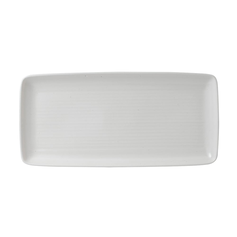 Dudson EP356 14" x 6 1/2" Rectangular Evo Chef's Tray - Ceramic, Pearl