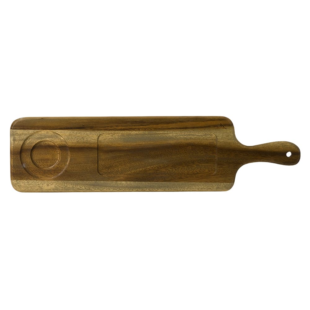 Dudson FN283 Rectangular Serving Board w/ Handle - 21 1/2" x 5 1/2", Acacia Wood
