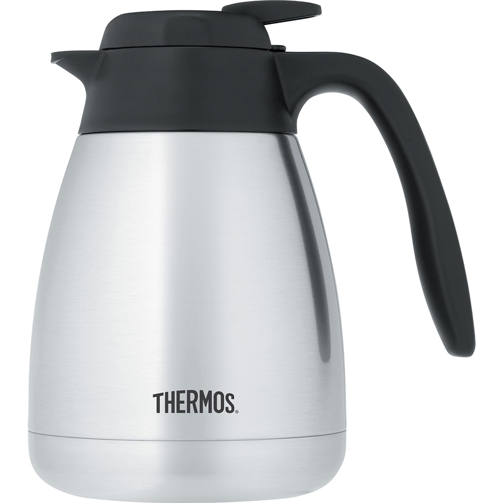 Thermos 34 oz Push Button Vacuum Thermal Carafe - Stainless Steel/Black (FN357)