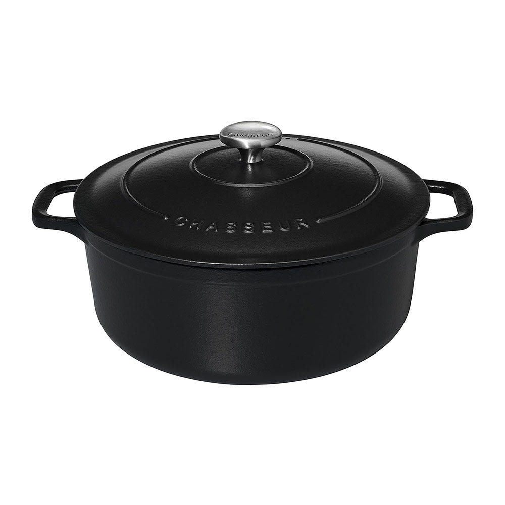 Chasseur 6 1/2 qt Cast Iron Casserole Dish - 14 1/6" x 11", Black (FN427)