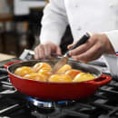 Chasseur 4 1/4 qt Oval Cast Iron Casserole Dish - 14 1/6" x 11", Ruby (FN433) thumbnail 2