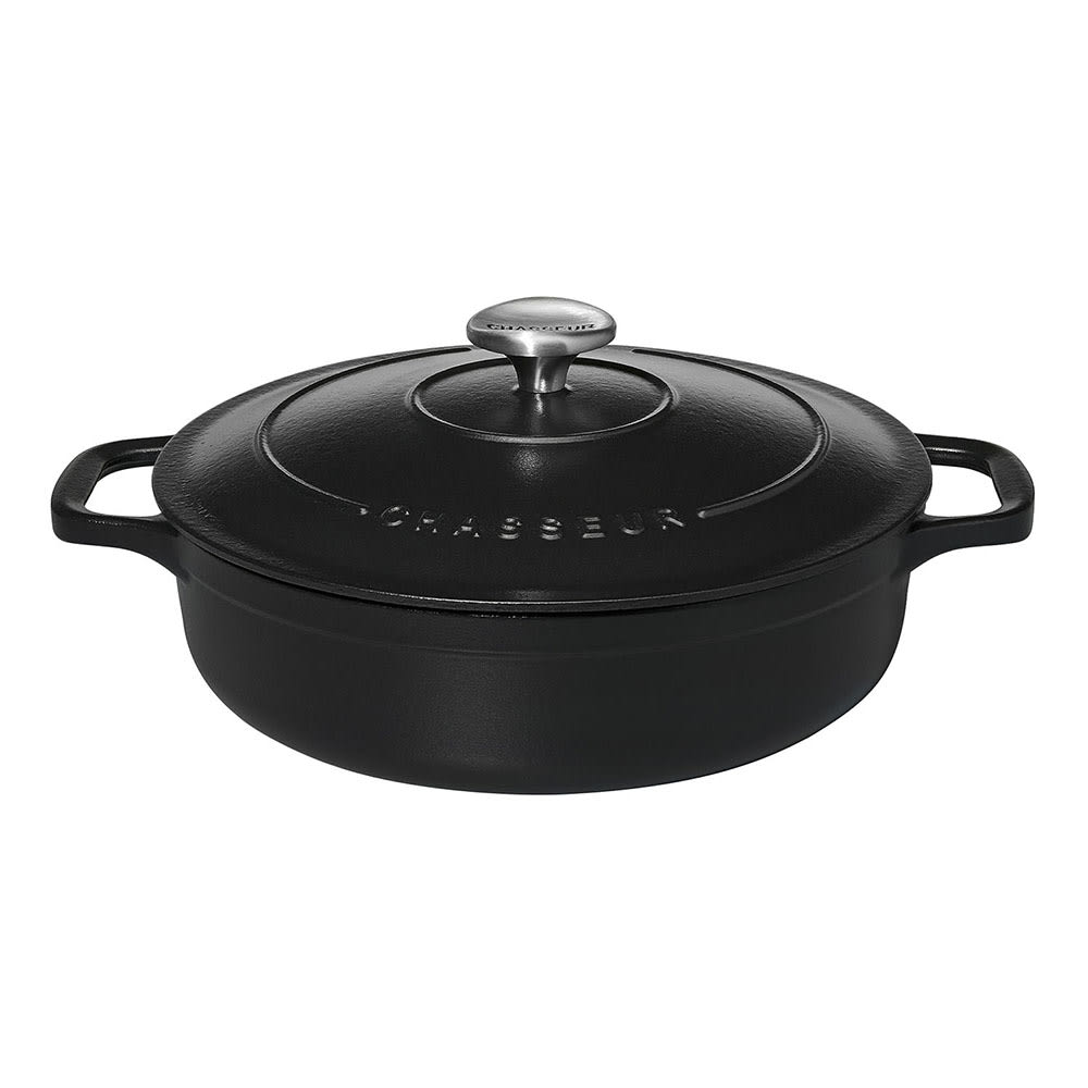 Chasseur 57 1/2 oz Cast Iron Casserole Serving Dish - 12 1/5" x 9", Black (FN437)