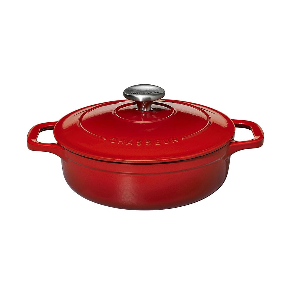 Chasseur 57 1/2 oz Enamel Cast Iron Casserole Serving Dish - 12 1/5" x 9", Ruby (FN438)