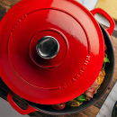 Chasseur 57 1/2 oz Enamel Cast Iron Casserole Serving Dish - 12 1/5" x 9", Ruby (FN438) thumbnail 3