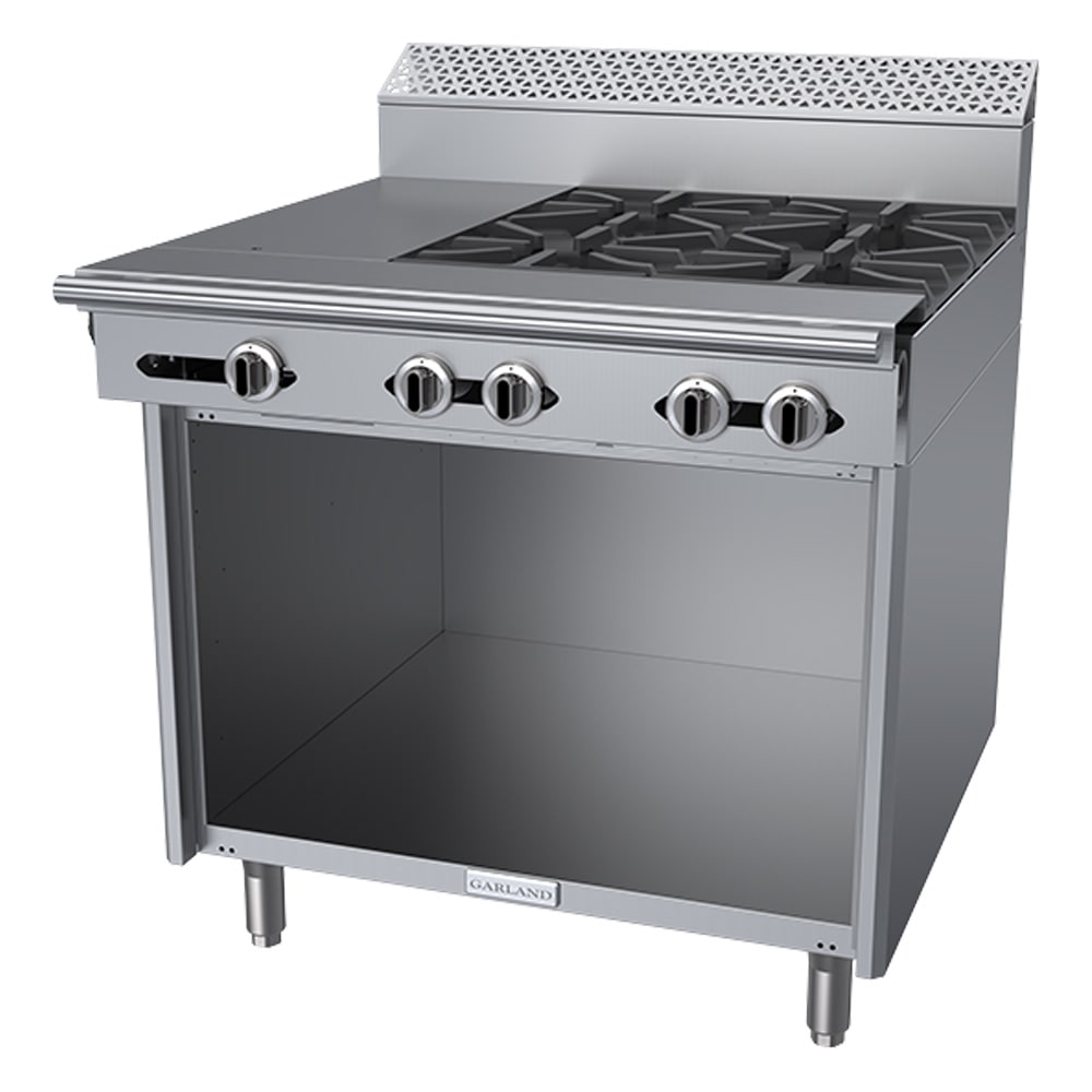 Garland C36-13S 36" 4 Burner Gas Range w/ Hot Top & Storage Base, Liquid Propane