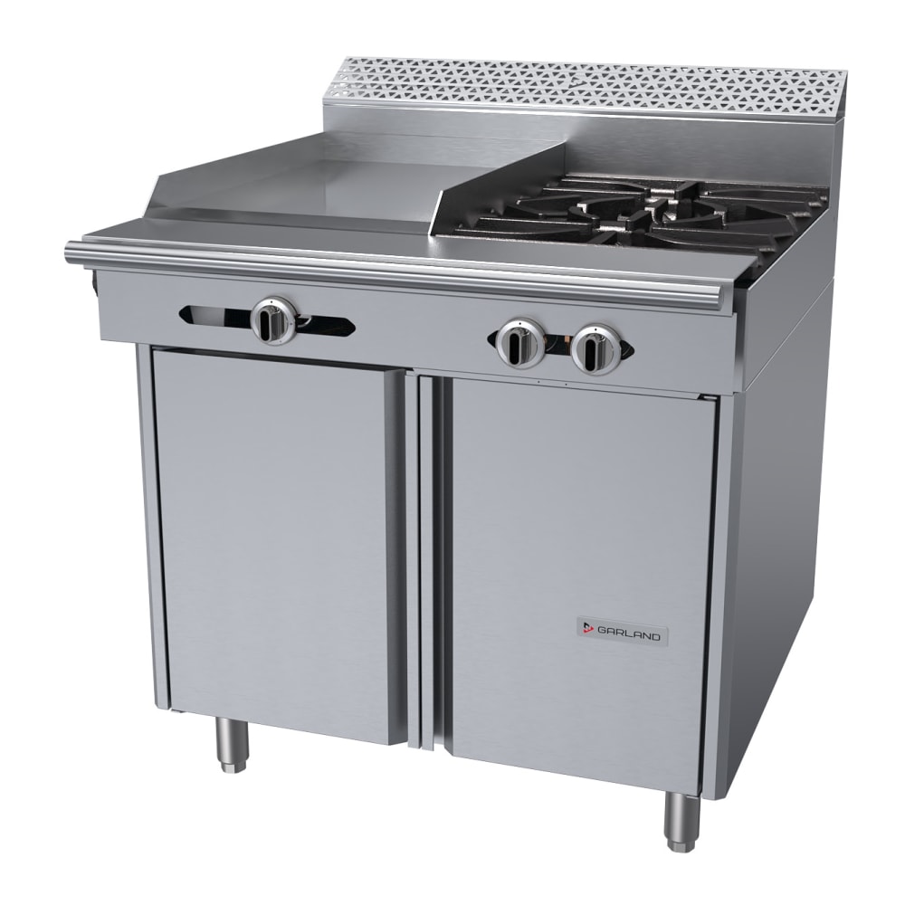 Garland C36-4S 36" 2 Burner Gas Range w/ Griddle & Storage Base, Natural Gas