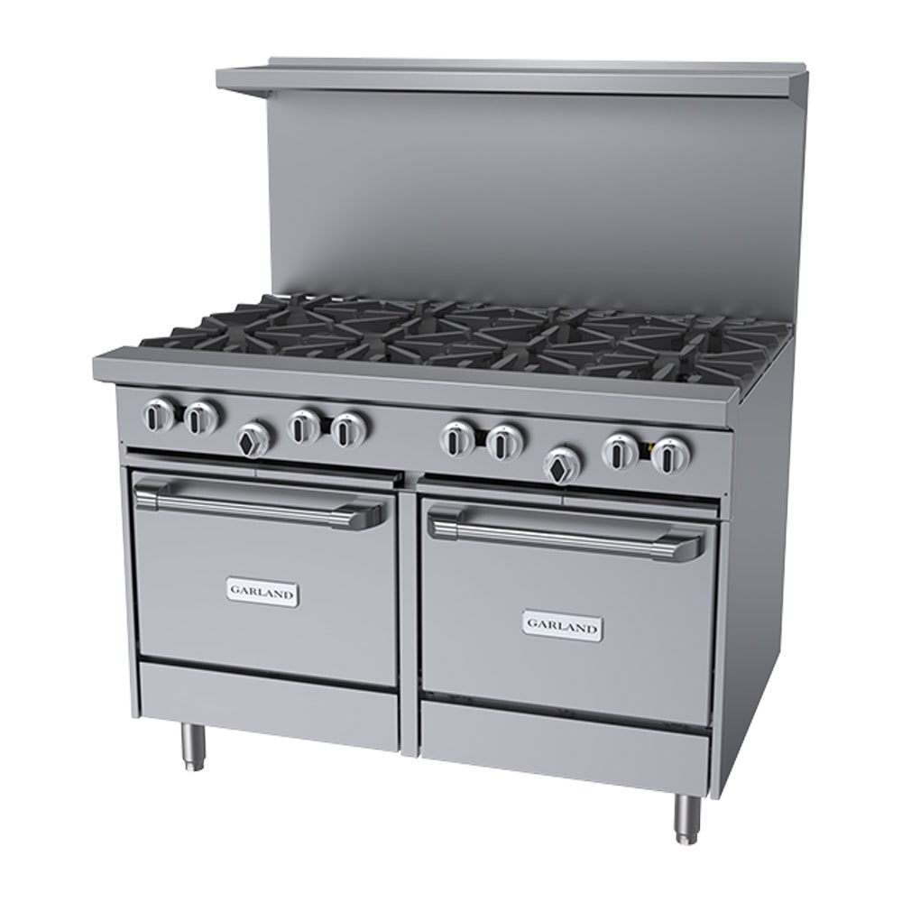 Garland G48-8LL 48" 8 Burner Gas Range w/ (2) Space Saver Ovens, Natural Gas