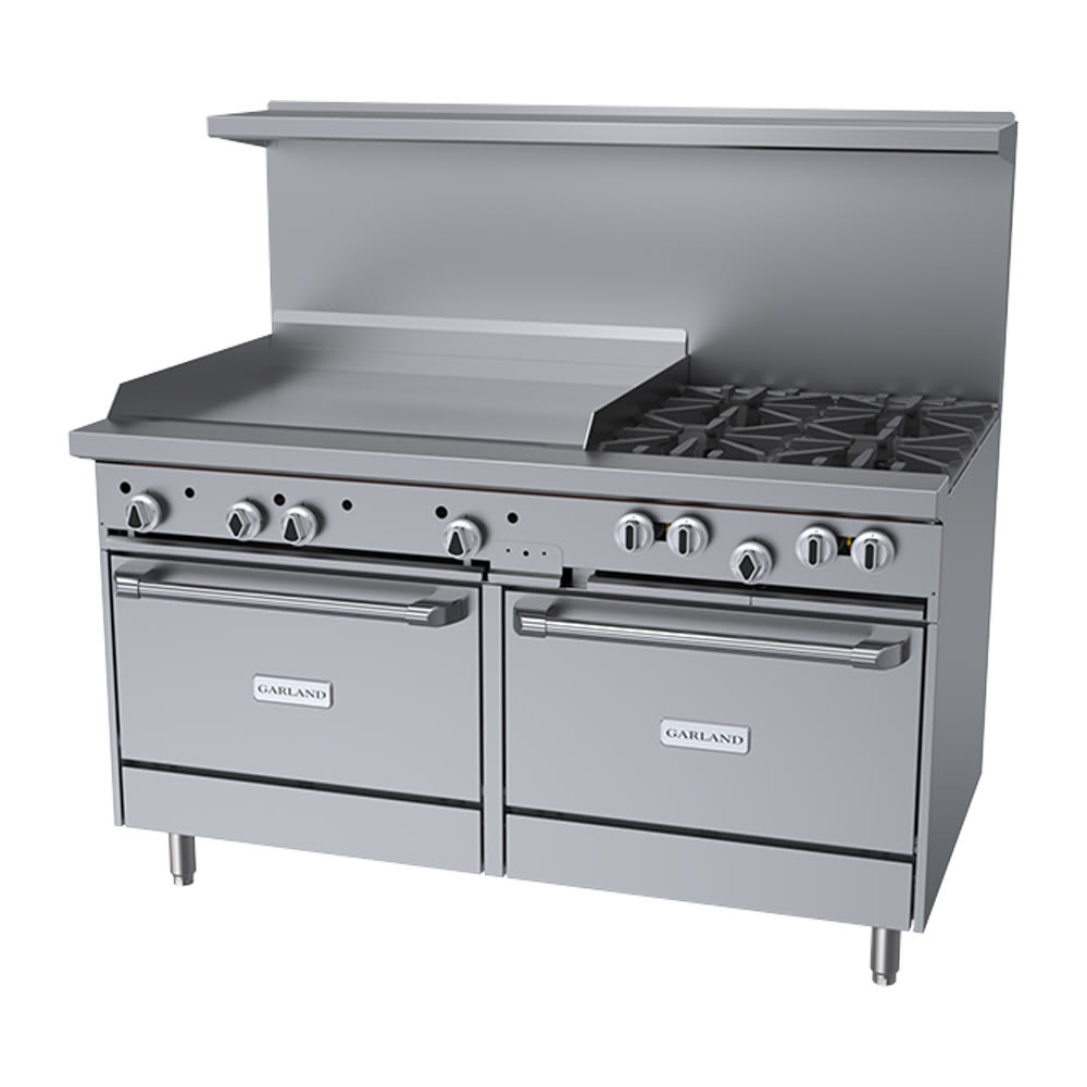Garland G60-4G36RR 60" 4 Burner Gas Range w/ Griddle & (2) Standard Ovens, Liquid Propane