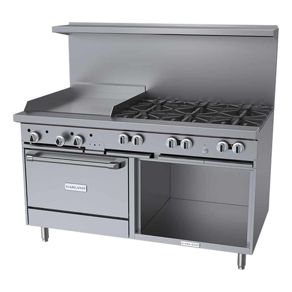 Garland G60-6G24RS 60" 6 Burner Gas Range w/ Griddle & Standard Ovens & Storage Base, Liquid Propane