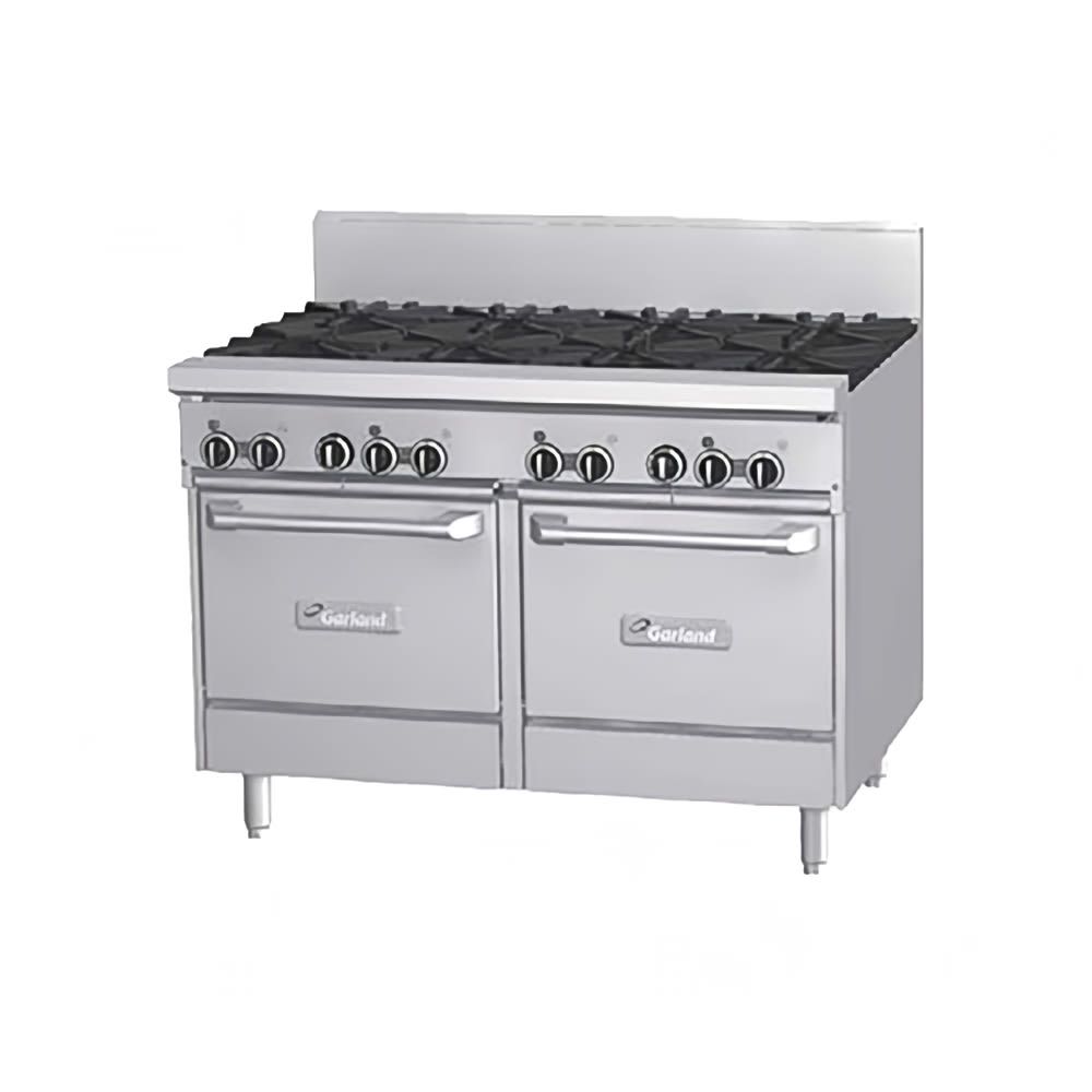Garland GFE48-8LL 48" 8 Burner Gas Range w/ (2) Space Saver Ovens, Liquid Propane