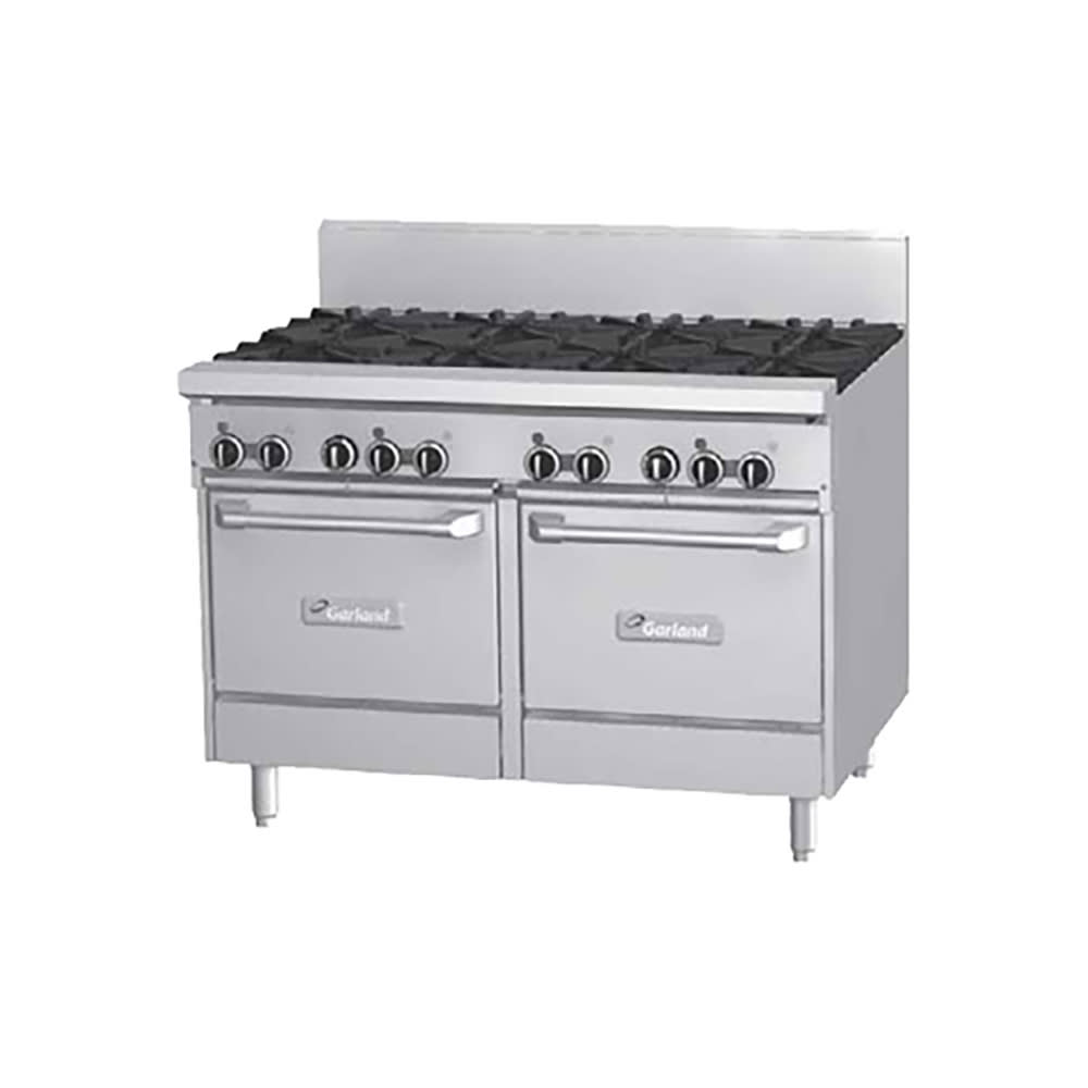 Garland GFE48-8LL 48" 8 Burner Gas Range w/ (2) Space Saver Ovens, Natural Gas