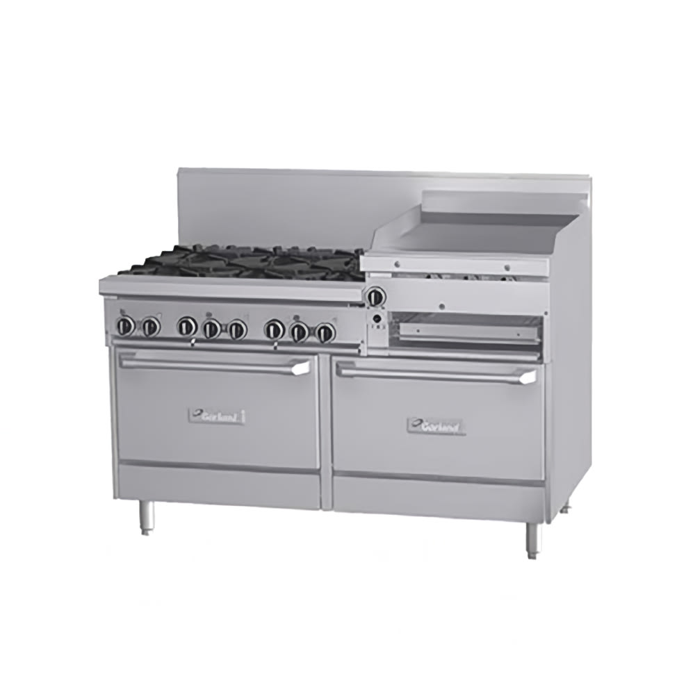 Garland GFE60-6R24RR 60" 6 Burner Gas Range w/ Griddle/Broiler & (2) Standard Ovens, Natural Gas