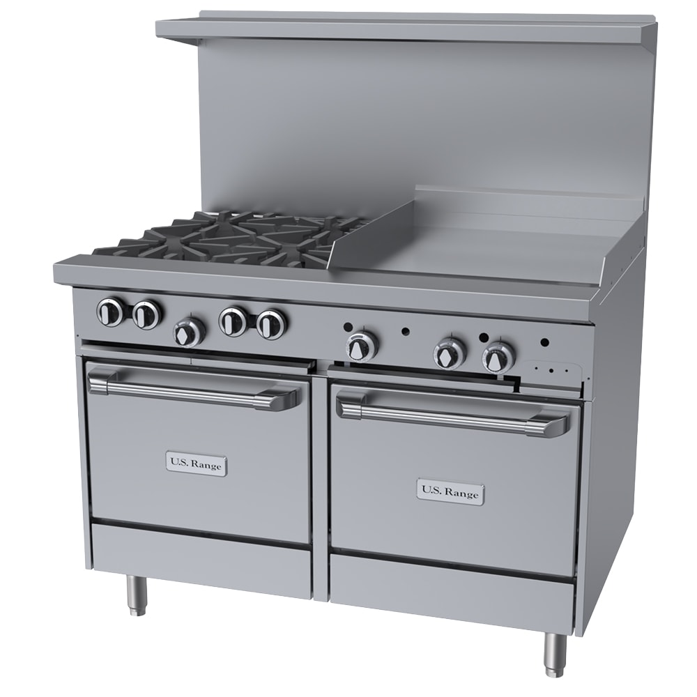 Garland U48-4G24LL 48" 4 Burner Gas Range w/ Griddle & (2) Space Saver Ovens, Liquid Propane