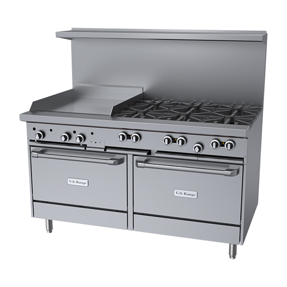 Garland U60-6G24RR 60" 6 Burner Gas Range w/ Griddle & (2) Standard Ovens, Liquid Propane