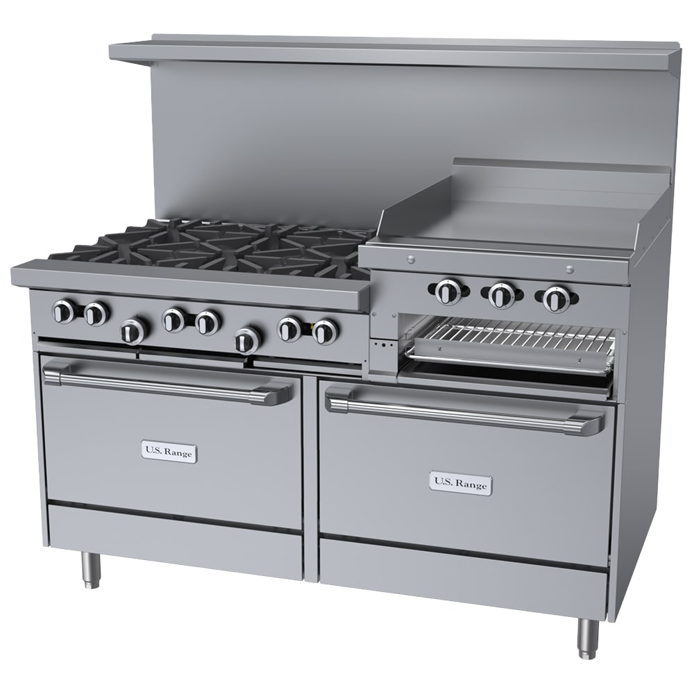 Garland U60-6R24RR 60" 6 Burner Gas Range w/ Griddle/Broiler & (2) Standard Ovens, Natural Gas