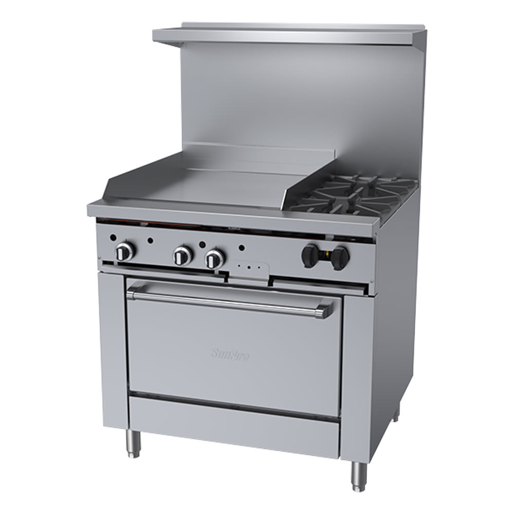Garland X36-2G24R 36" 2 Burner Sunfire Gas Range w/ Griddle & Standard Oven, Liquid Propane
