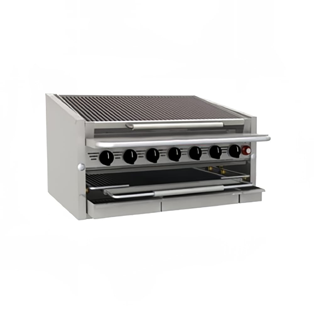 Bakers Pride C-60RS-R 60" Countertop Gas Charbroiler w/ Cast Iron Radiants - (13) Burners, Natural Gas