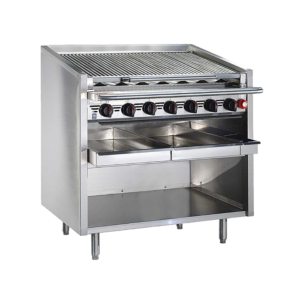 Bakers Pride F-24RS-C 24" Floor Model Gas Charbroiler w/ Coal Radiants - (4) Burners, Natural Gas