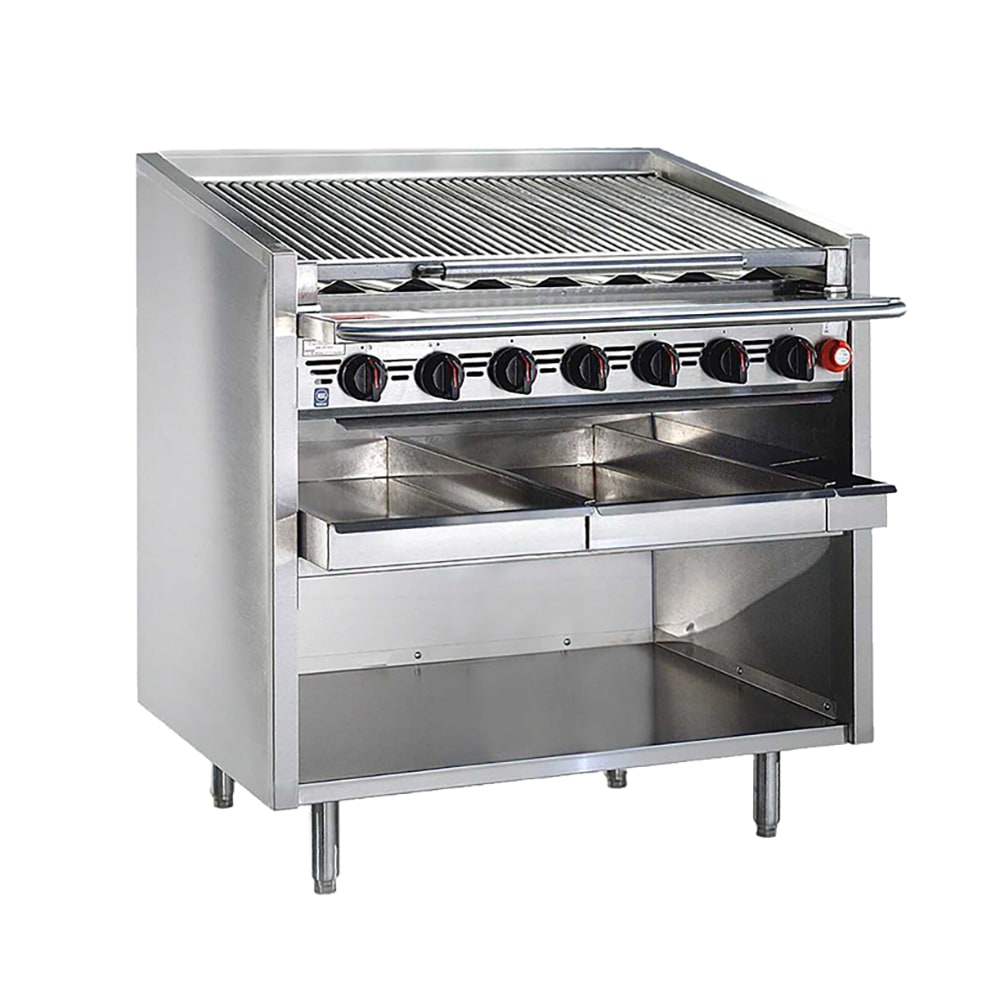 Bakers Pride F-24RS 24" Floor Model Gas Charbroiler w/ Stainless Steel Radiants - (4) Burners, Natural Gas