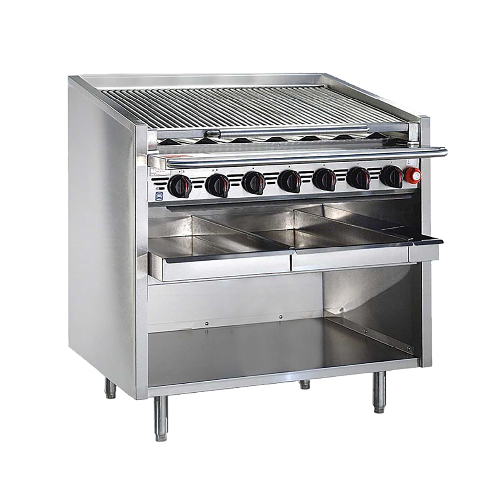Bakers Pride F-24RS-R 24" Floor Model Gas Charbroiler w/ Cast Iron Radiants - (4) Burners, Liquid Propane