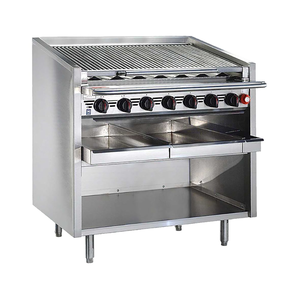 Bakers Pride F-48RS 48" Floor Model Gas Charbroiler w/ Stainless Steel Radiants - (10) Burners, Natural Gas