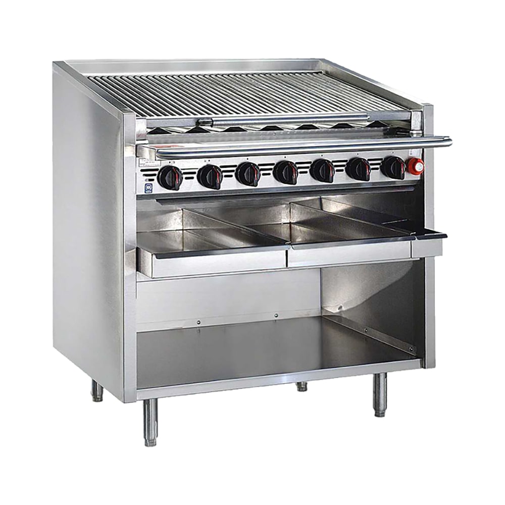 Bakers Pride F-60RS-C 60" Floor Model Gas Charbroiler w/ Coal Radiants - (13) Burners, Liquid Propane